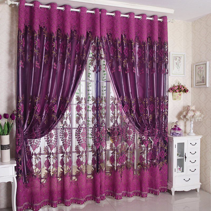 Фиолетовые шторы в интерьере